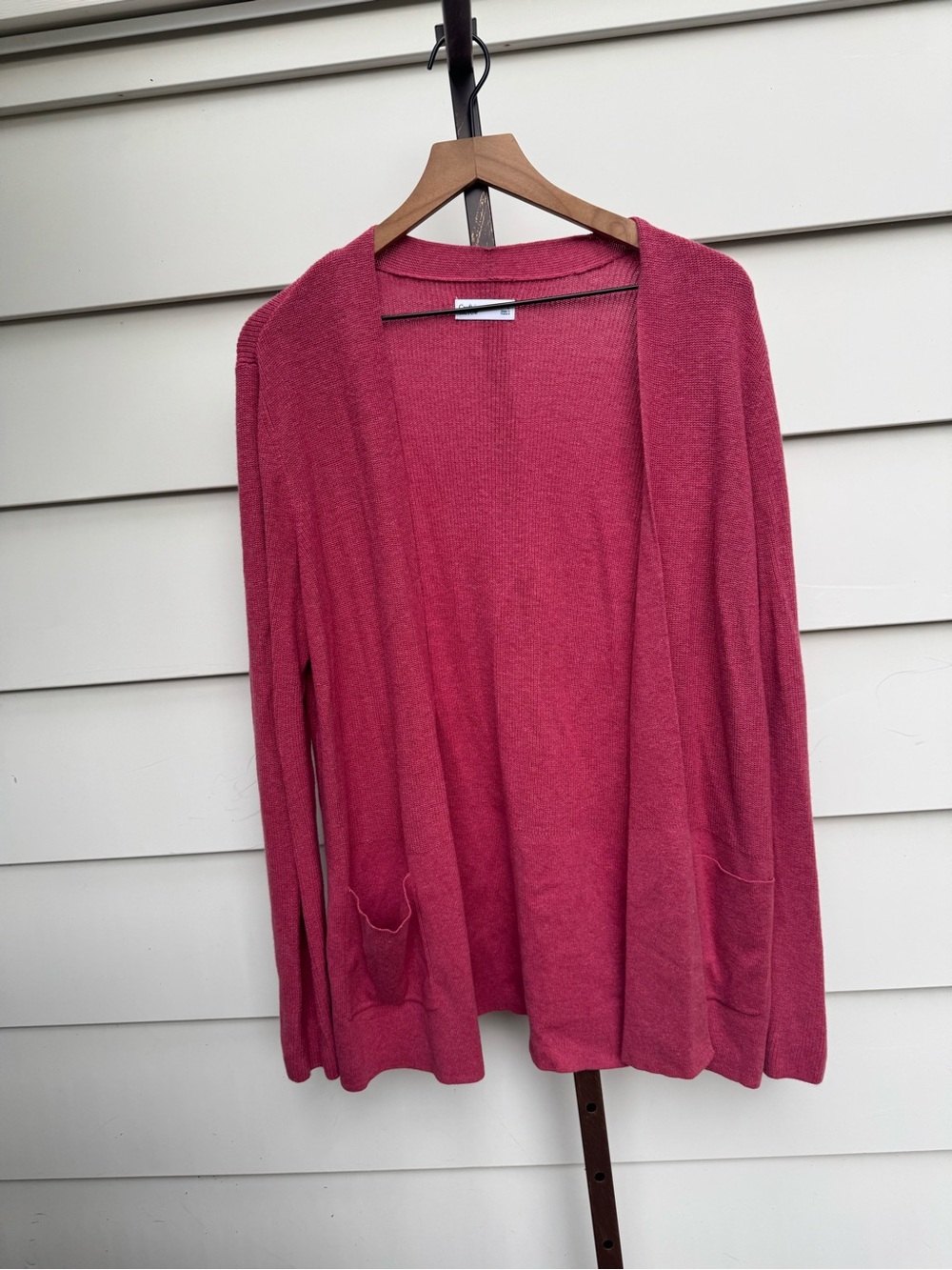 CROFT & BARROW open front cardigan sweater size Large pink soft pocket